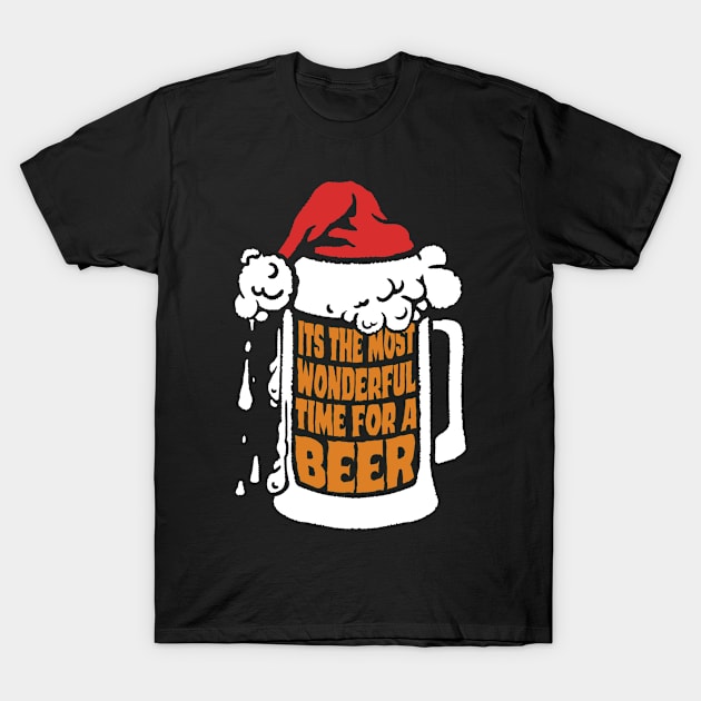 its the most wonderful time for a beer, funny christmas beer drinking T-Shirt by The Japanese Fox